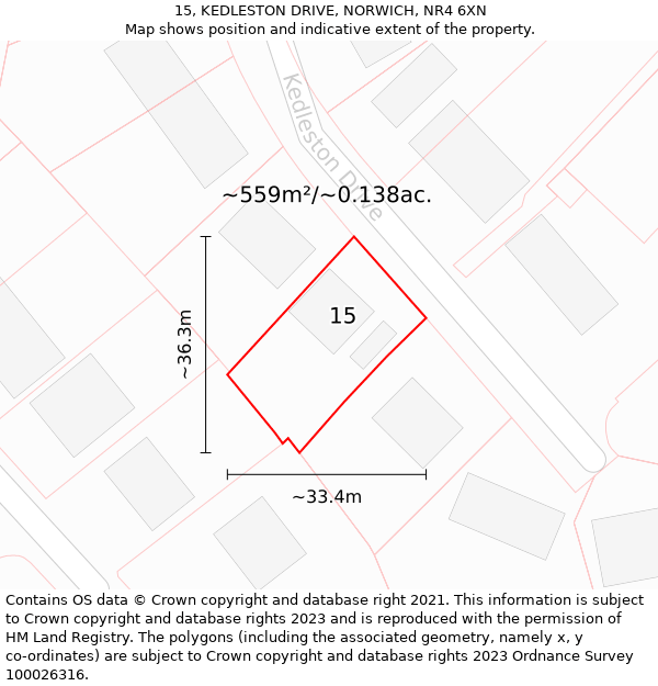 15, KEDLESTON DRIVE, NORWICH, NR4 6XN: Plot and title map