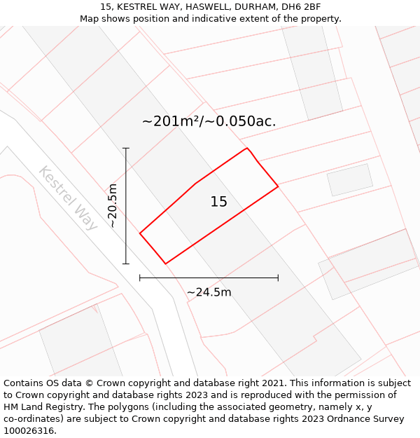 15, KESTREL WAY, HASWELL, DURHAM, DH6 2BF: Plot and title map