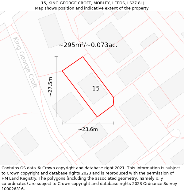 15, KING GEORGE CROFT, MORLEY, LEEDS, LS27 8LJ: Plot and title map