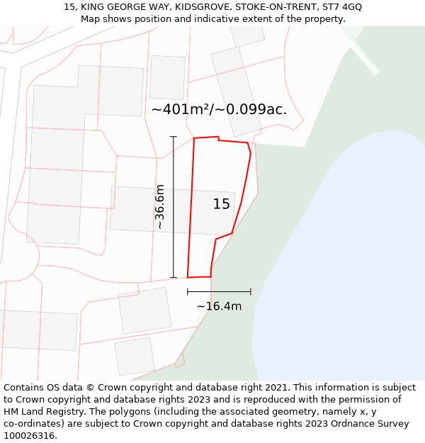 15, KING GEORGE WAY, KIDSGROVE, STOKE-ON-TRENT, ST7 4GQ: Plot and title map