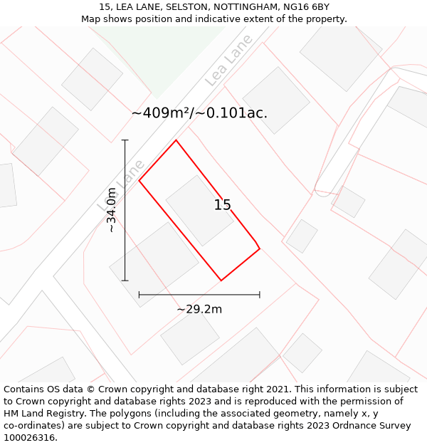 15, LEA LANE, SELSTON, NOTTINGHAM, NG16 6BY: Plot and title map