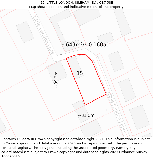 15, LITTLE LONDON, ISLEHAM, ELY, CB7 5SE: Plot and title map