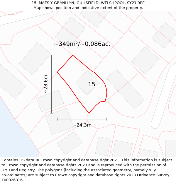 15, MAES Y GRANLLYN, GUILSFIELD, WELSHPOOL, SY21 9PE: Plot and title map