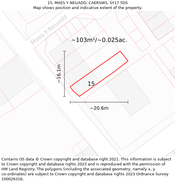 15, MAES Y NEUADD, CAERSWS, SY17 5DS: Plot and title map