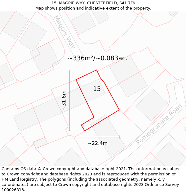 15, MAGPIE WAY, CHESTERFIELD, S41 7FA: Plot and title map