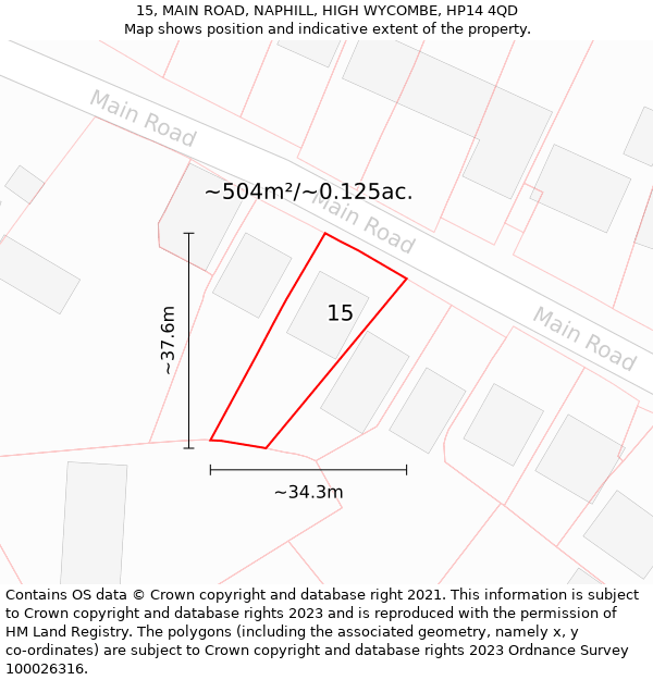 15, MAIN ROAD, NAPHILL, HIGH WYCOMBE, HP14 4QD: Plot and title map