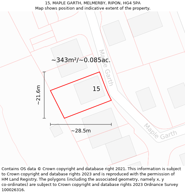 15, MAPLE GARTH, MELMERBY, RIPON, HG4 5PA: Plot and title map