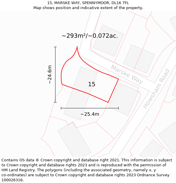 15, MARSKE WAY, SPENNYMOOR, DL16 7FL: Plot and title map