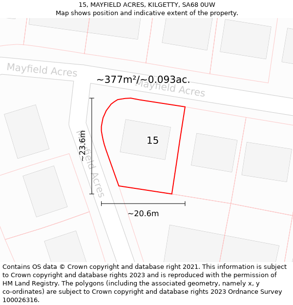 15, MAYFIELD ACRES, KILGETTY, SA68 0UW: Plot and title map