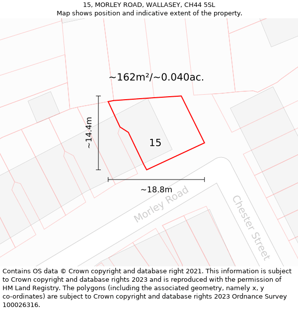 15, MORLEY ROAD, WALLASEY, CH44 5SL: Plot and title map