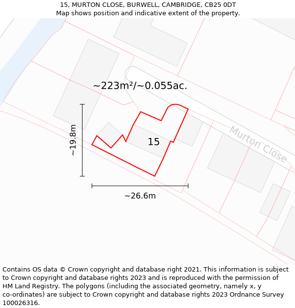 15, MURTON CLOSE, BURWELL, CAMBRIDGE, CB25 0DT: Plot and title map