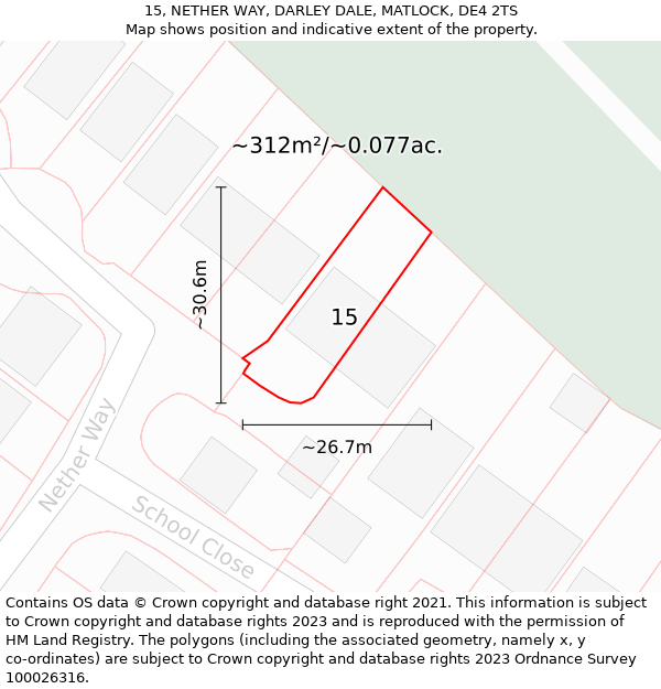 15, NETHER WAY, DARLEY DALE, MATLOCK, DE4 2TS: Plot and title map