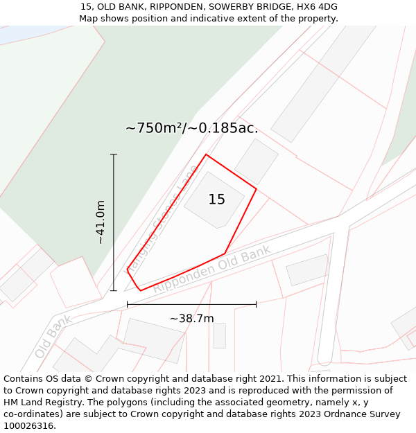 15, OLD BANK, RIPPONDEN, SOWERBY BRIDGE, HX6 4DG: Plot and title map