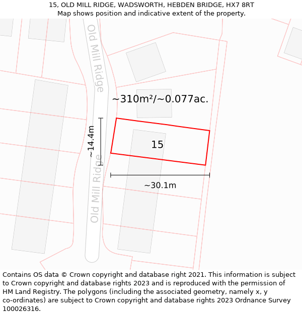 15, OLD MILL RIDGE, WADSWORTH, HEBDEN BRIDGE, HX7 8RT: Plot and title map