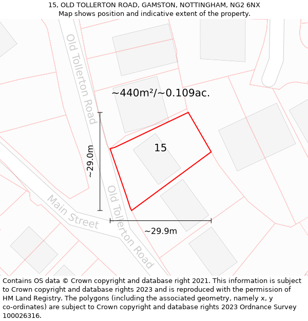 15, OLD TOLLERTON ROAD, GAMSTON, NOTTINGHAM, NG2 6NX: Plot and title map