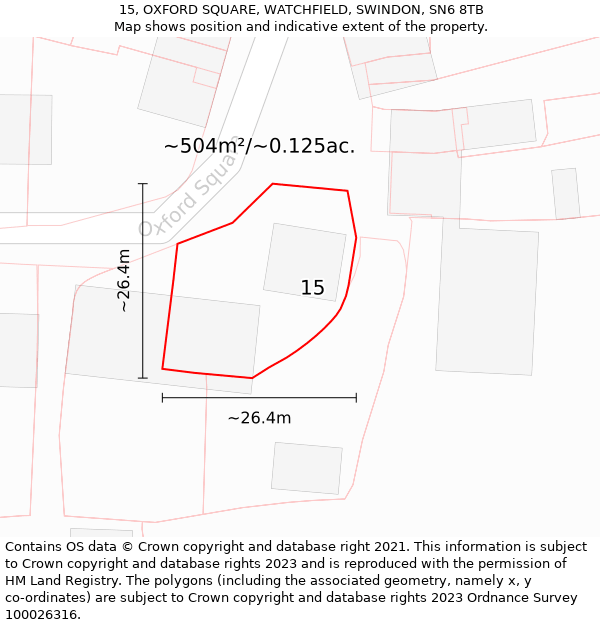 15, OXFORD SQUARE, WATCHFIELD, SWINDON, SN6 8TB: Plot and title map