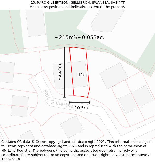 15, PARC GILBERTSON, GELLIGRON, SWANSEA, SA8 4PT: Plot and title map