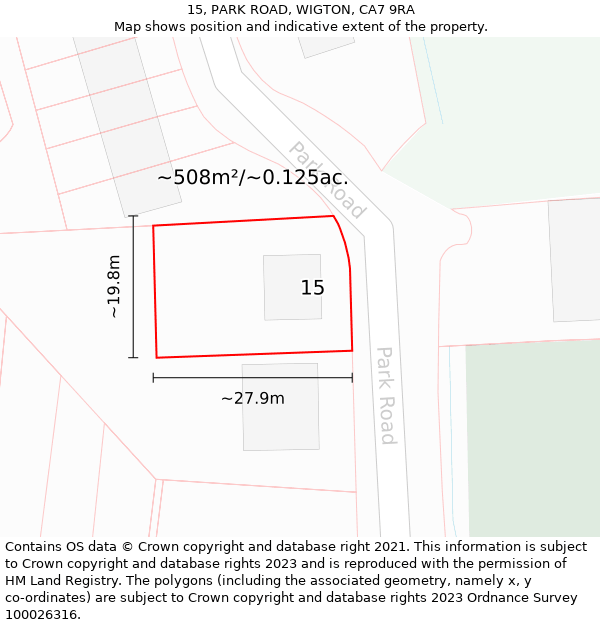 15, PARK ROAD, WIGTON, CA7 9RA: Plot and title map