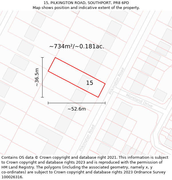 15, PILKINGTON ROAD, SOUTHPORT, PR8 6PD: Plot and title map