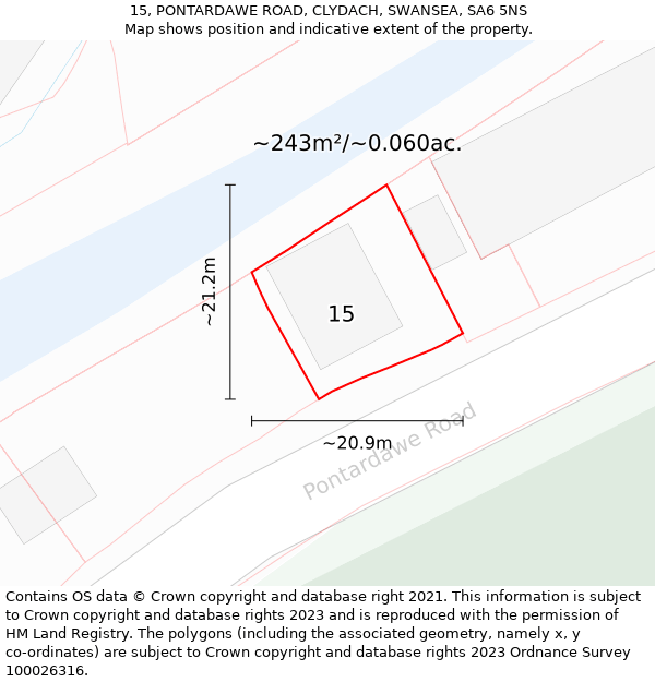 15, PONTARDAWE ROAD, CLYDACH, SWANSEA, SA6 5NS: Plot and title map