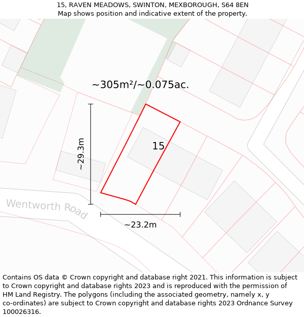 15, RAVEN MEADOWS, SWINTON, MEXBOROUGH, S64 8EN: Plot and title map