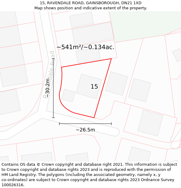15, RAVENDALE ROAD, GAINSBOROUGH, DN21 1XD: Plot and title map
