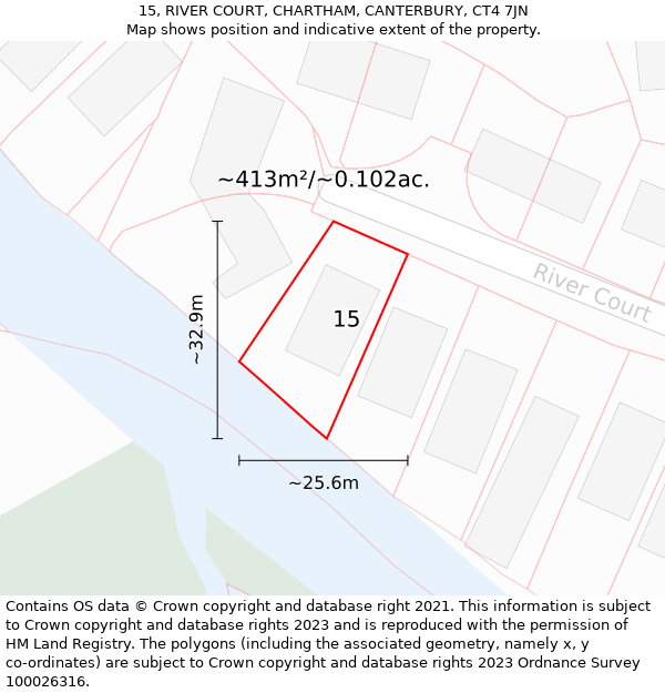 15, RIVER COURT, CHARTHAM, CANTERBURY, CT4 7JN: Plot and title map