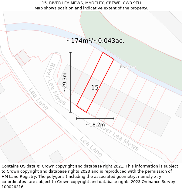 15, RIVER LEA MEWS, MADELEY, CREWE, CW3 9EH: Plot and title map