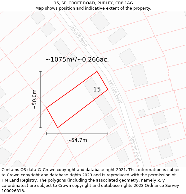 15, SELCROFT ROAD, PURLEY, CR8 1AG: Plot and title map