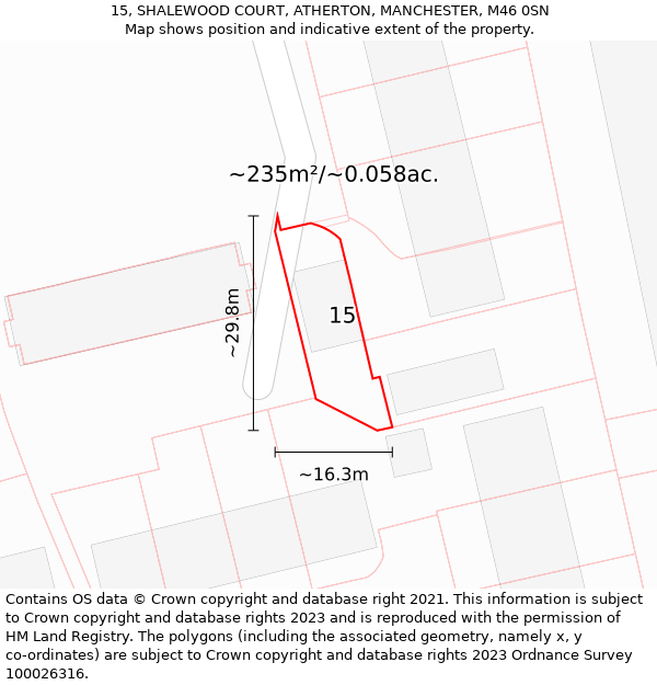15, SHALEWOOD COURT, ATHERTON, MANCHESTER, M46 0SN: Plot and title map
