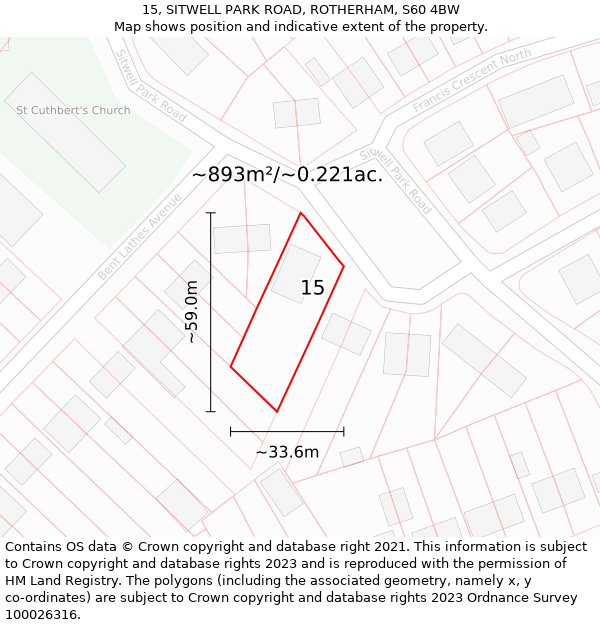 15, SITWELL PARK ROAD, ROTHERHAM, S60 4BW: Plot and title map