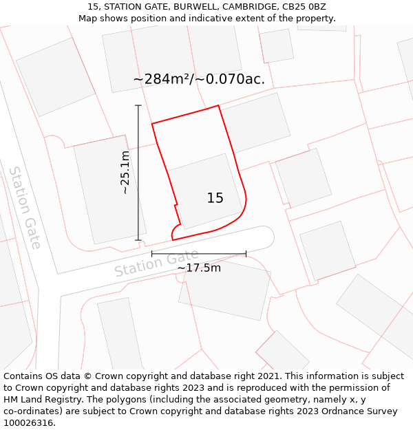 15, STATION GATE, BURWELL, CAMBRIDGE, CB25 0BZ: Plot and title map