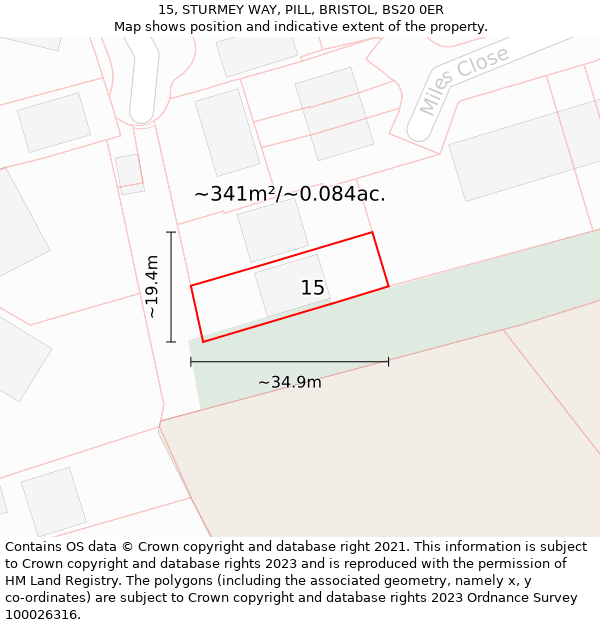 15, STURMEY WAY, PILL, BRISTOL, BS20 0ER: Plot and title map