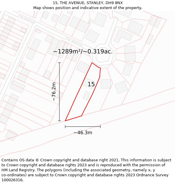 15, THE AVENUE, STANLEY, DH9 8NX: Plot and title map