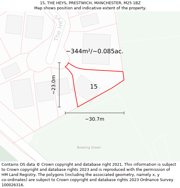 15, THE HEYS, PRESTWICH, MANCHESTER, M25 1BZ: Plot and title map