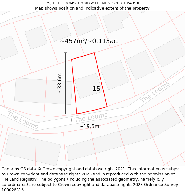 15, THE LOOMS, PARKGATE, NESTON, CH64 6RE: Plot and title map