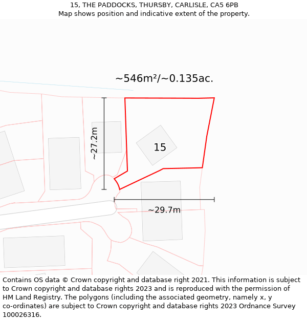 15, THE PADDOCKS, THURSBY, CARLISLE, CA5 6PB: Plot and title map