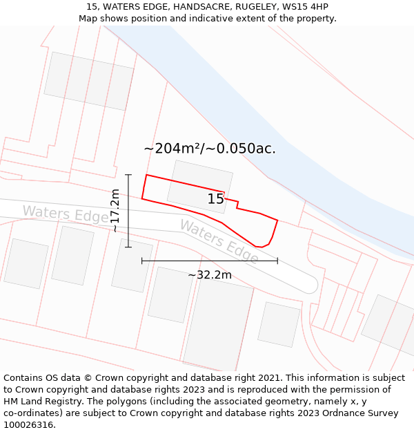 15, WATERS EDGE, HANDSACRE, RUGELEY, WS15 4HP: Plot and title map