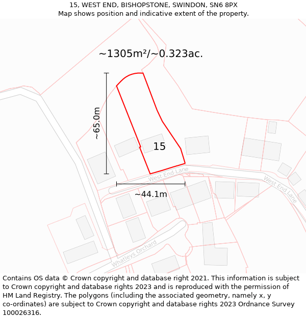 15, WEST END, BISHOPSTONE, SWINDON, SN6 8PX: Plot and title map