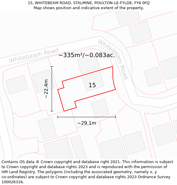 15, WHITEBEAM ROAD, STALMINE, POULTON-LE-FYLDE, FY6 0FQ: Plot and title map