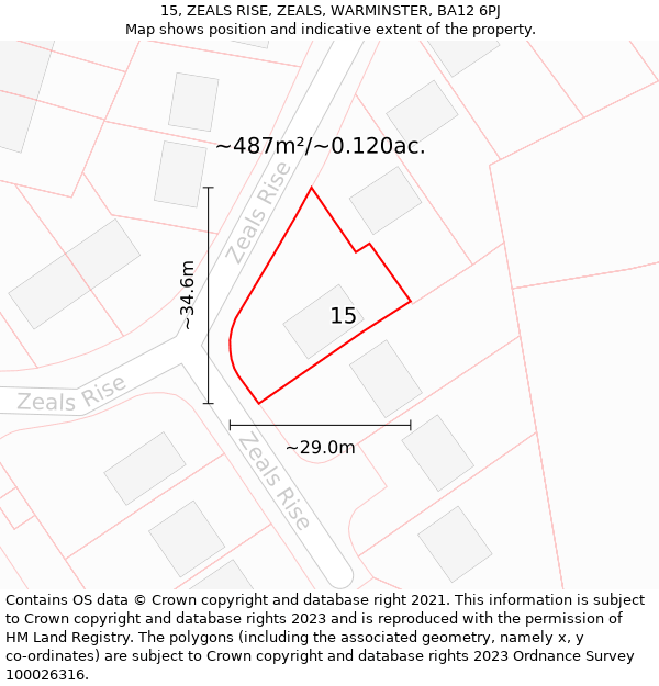 15, ZEALS RISE, ZEALS, WARMINSTER, BA12 6PJ: Plot and title map