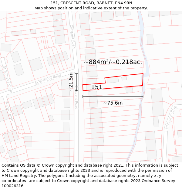 151, CRESCENT ROAD, BARNET, EN4 9RN: Plot and title map