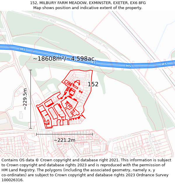 152, MILBURY FARM MEADOW, EXMINSTER, EXETER, EX6 8FG: Plot and title map