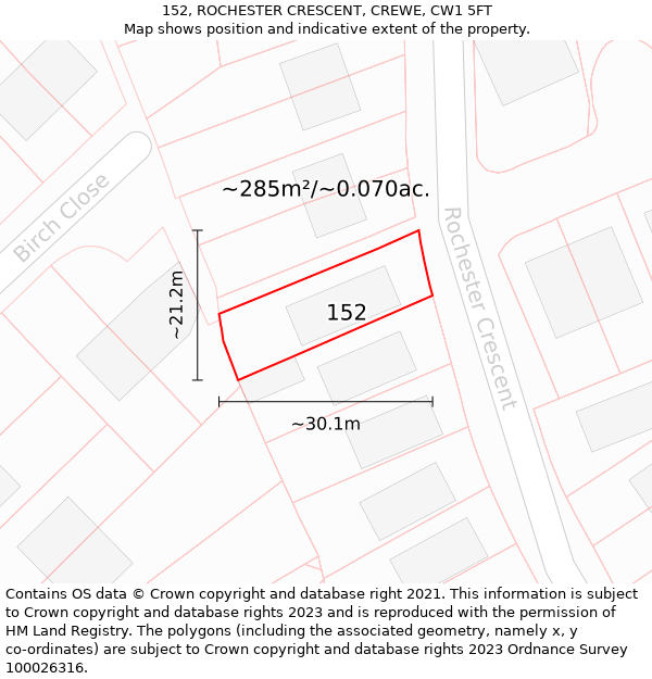 152, ROCHESTER CRESCENT, CREWE, CW1 5FT: Plot and title map