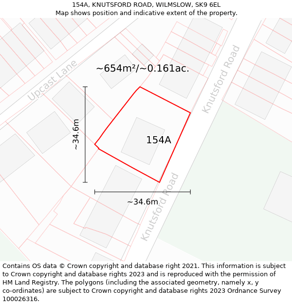 154A, KNUTSFORD ROAD, WILMSLOW, SK9 6EL: Plot and title map