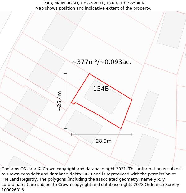 154B, MAIN ROAD, HAWKWELL, HOCKLEY, SS5 4EN: Plot and title map