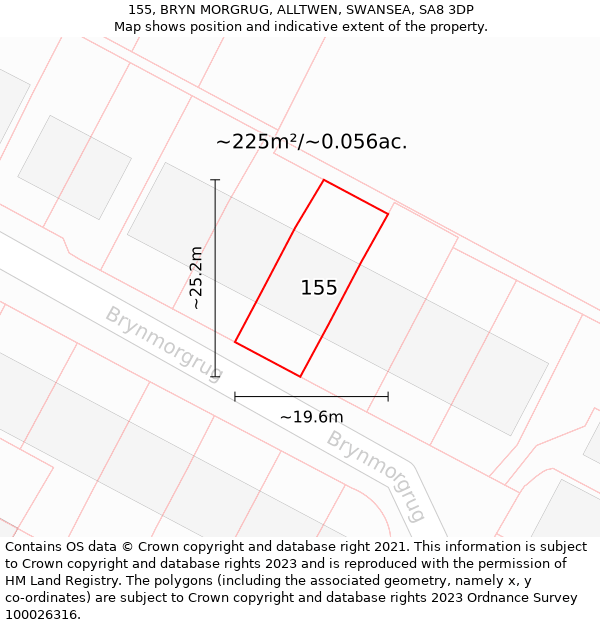 155, BRYN MORGRUG, ALLTWEN, SWANSEA, SA8 3DP: Plot and title map