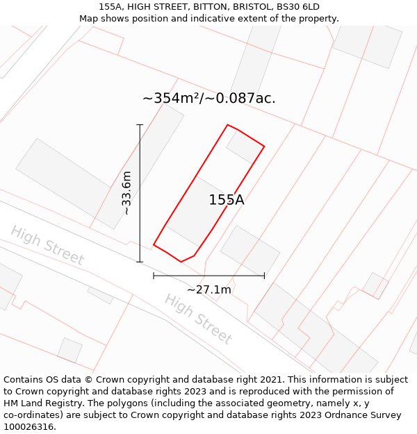 155A, HIGH STREET, BITTON, BRISTOL, BS30 6LD: Plot and title map