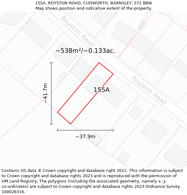 155A, ROYSTON ROAD, CUDWORTH, BARNSLEY, S72 8BW: Plot and title map