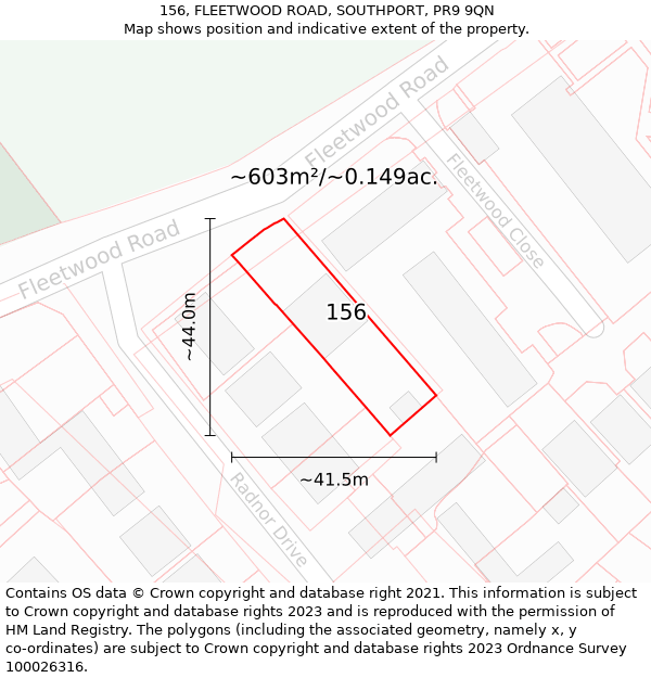 156, FLEETWOOD ROAD, SOUTHPORT, PR9 9QN: Plot and title map